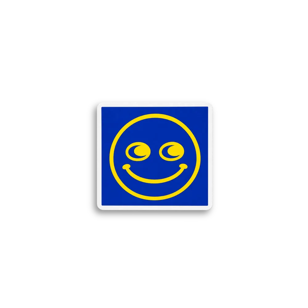 Blue Smiley Square Sticker