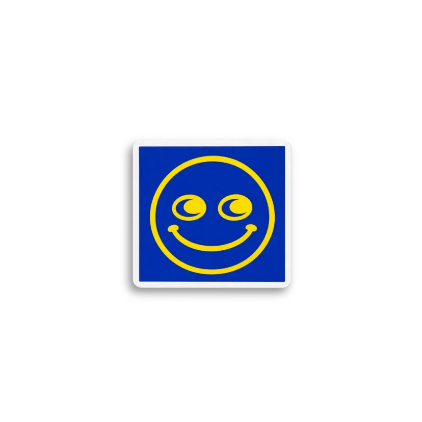 Blue Smiley Square Sticker