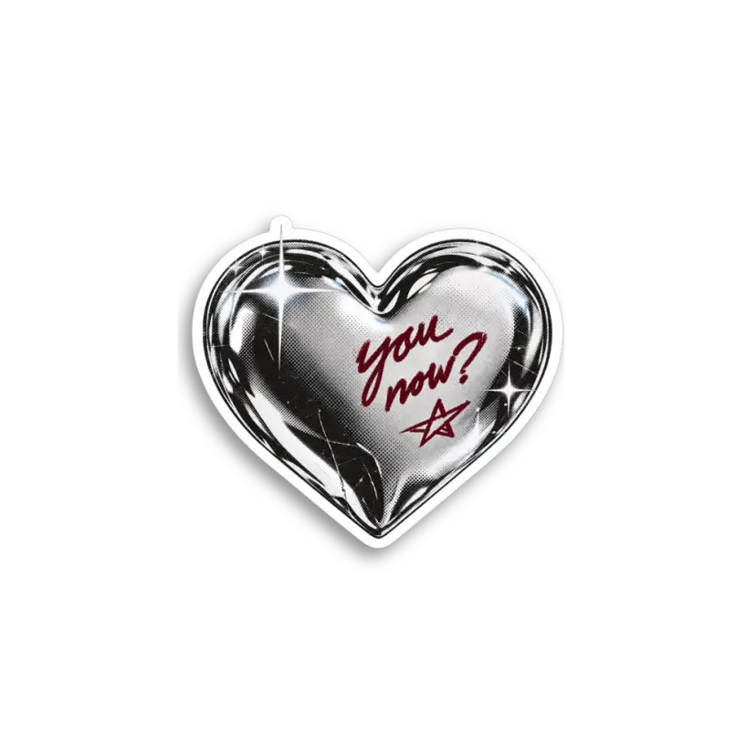 Silver Chrome Heart Sticker