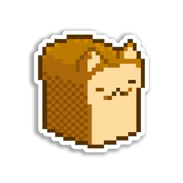 Pixel Cat Bread Loaf Sticker