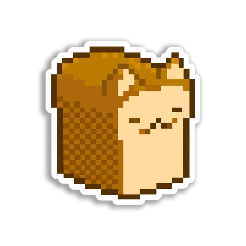 Pixel Cat Bread Loaf Sticker