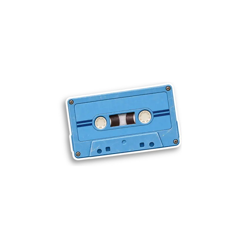 Blue Cassette Tape Sticker