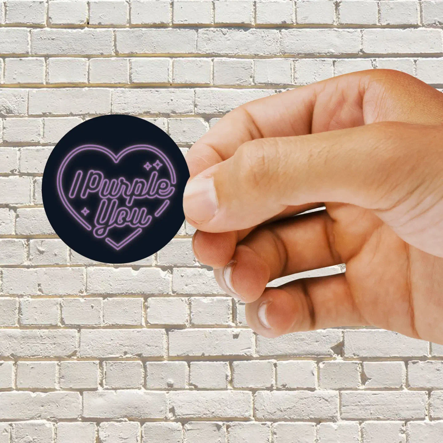 Neon I purple you sticker