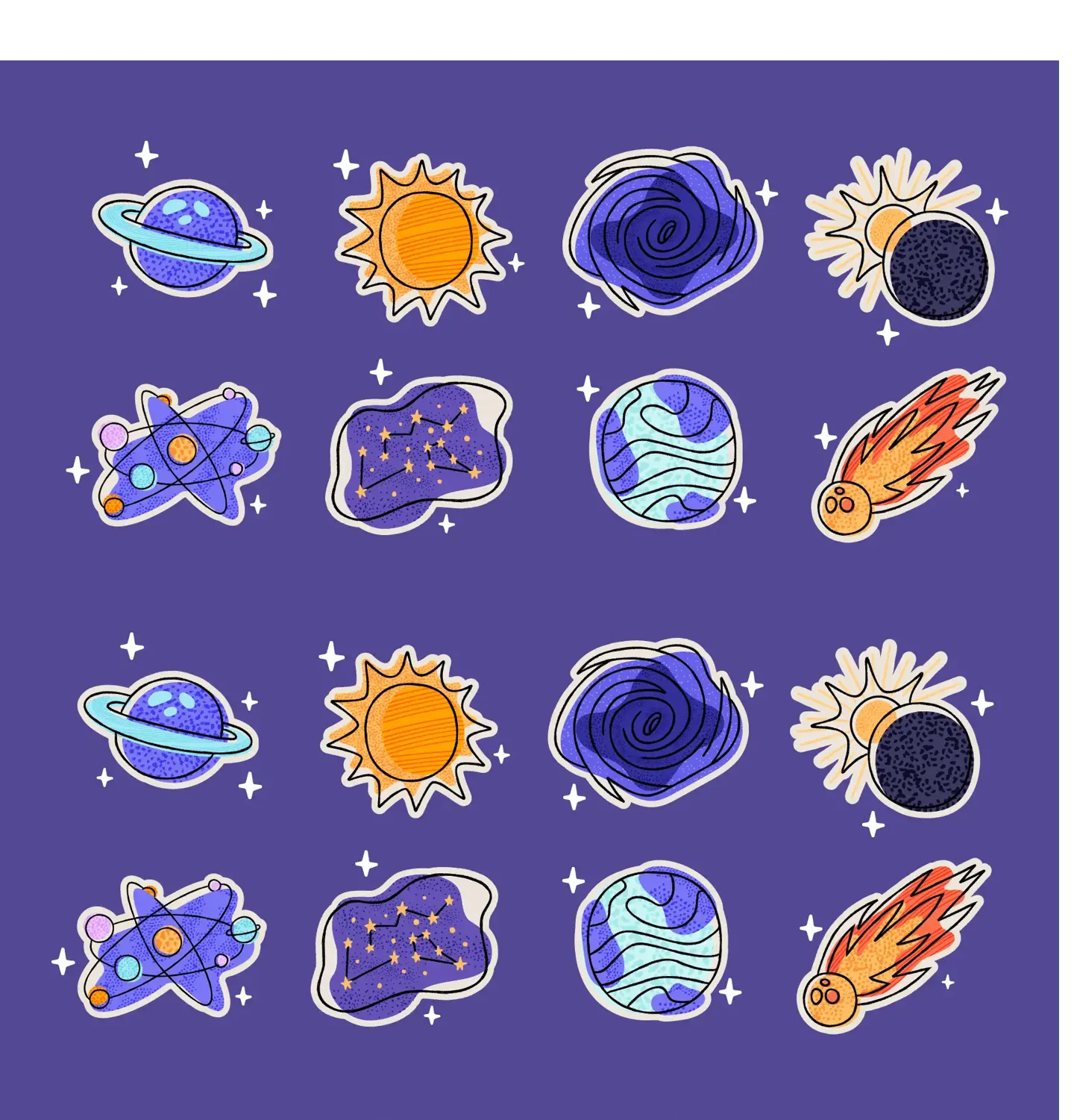 Space Planet Doodle Stickers