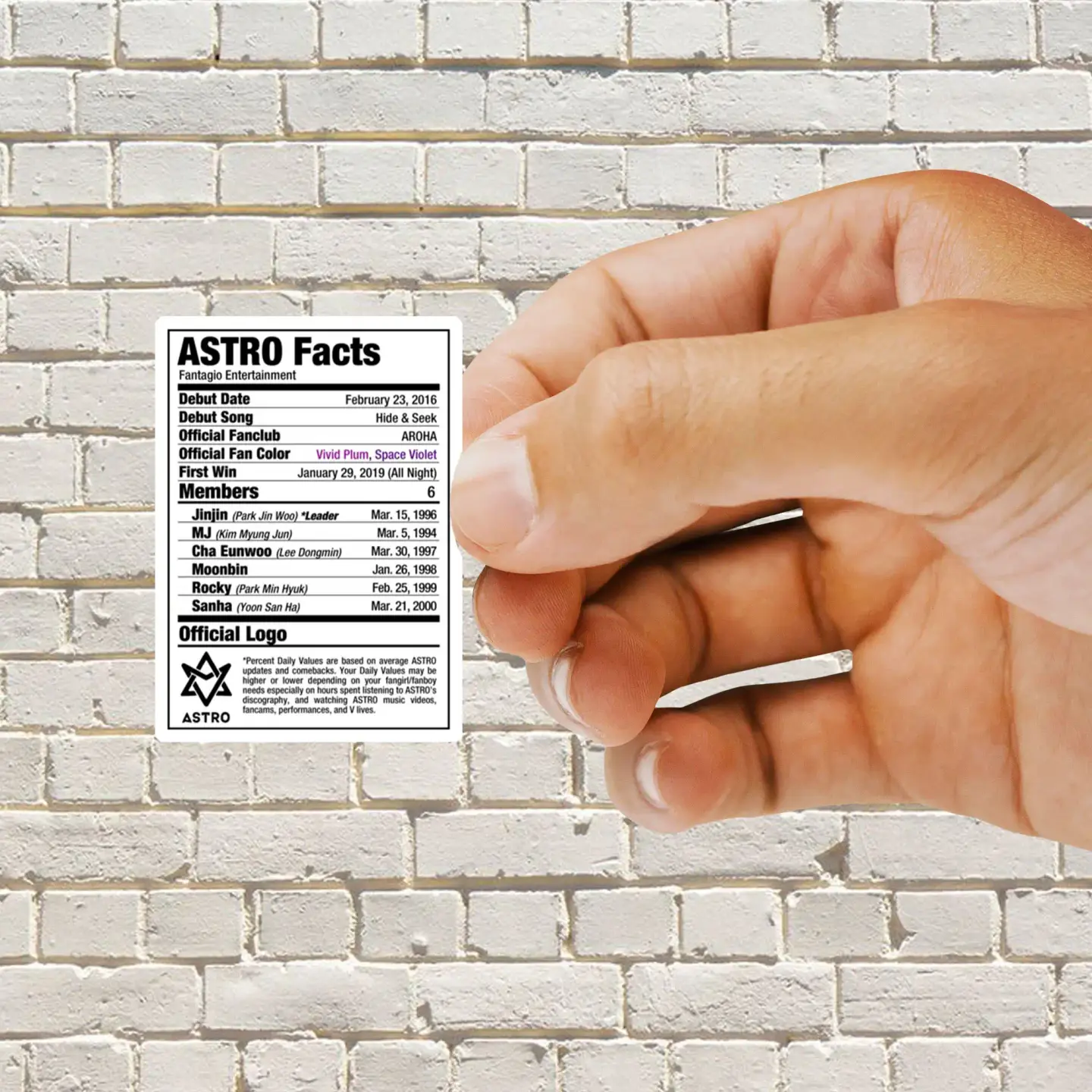 ASTRO Kpop Nutritional Facts Sticker