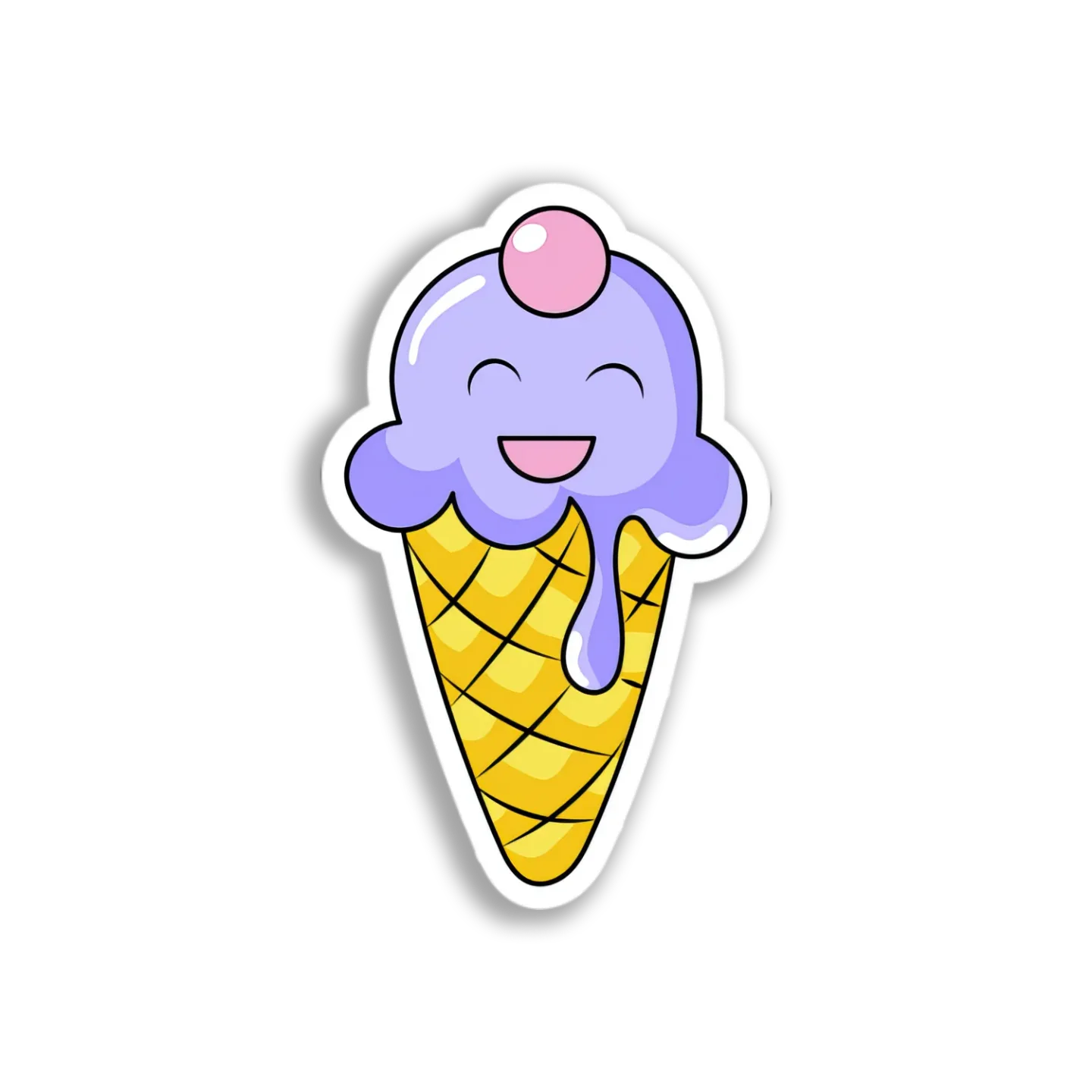 Happy Ice Cream Cone Sticker
