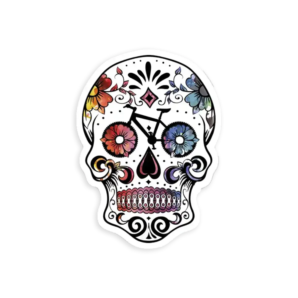 Sugar skull bikes watercolor Sticker