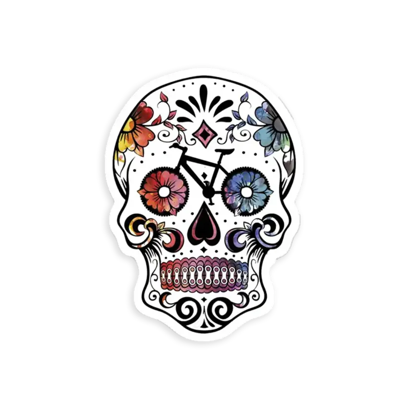 Sugar skull bikes watercolor Sticker