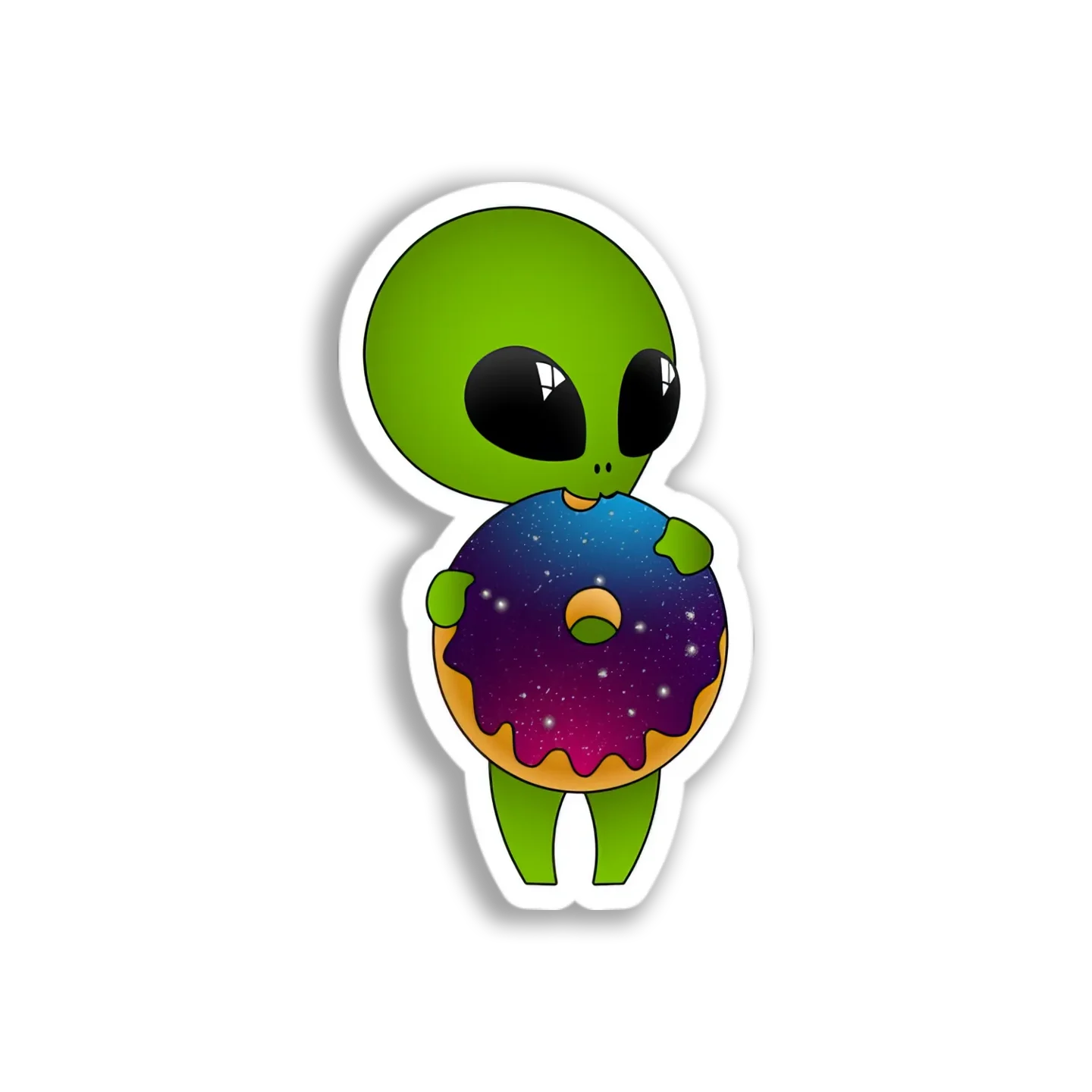 Alien Holding Donut Sticker