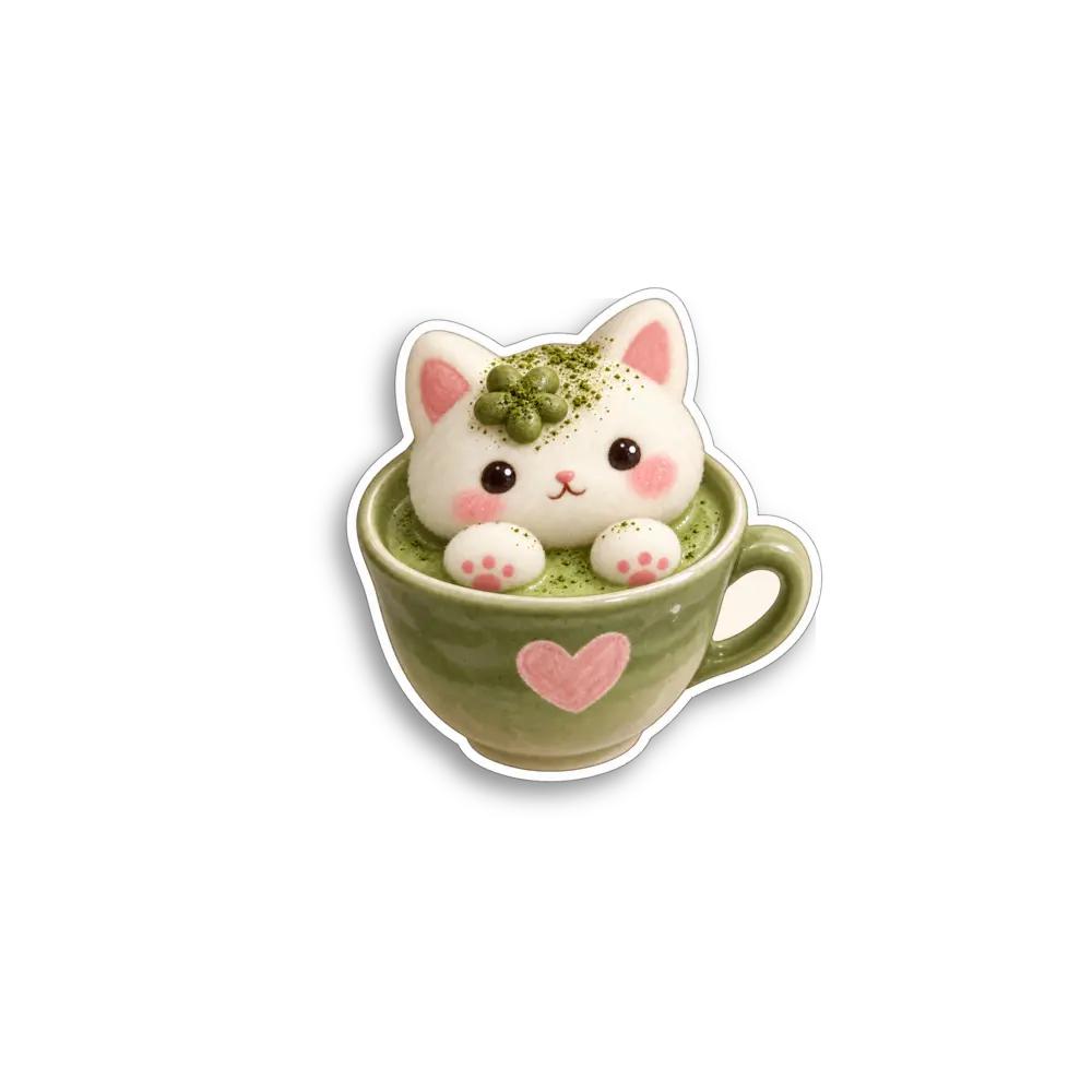 Matcha Cat Cup Sticker
