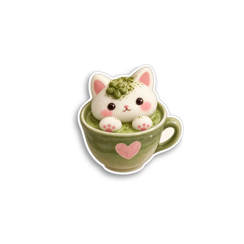 Matcha Cat Cup Sticker