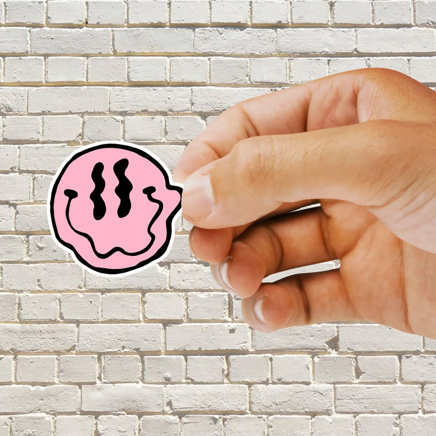 Pink Smiley Trippy Sticker