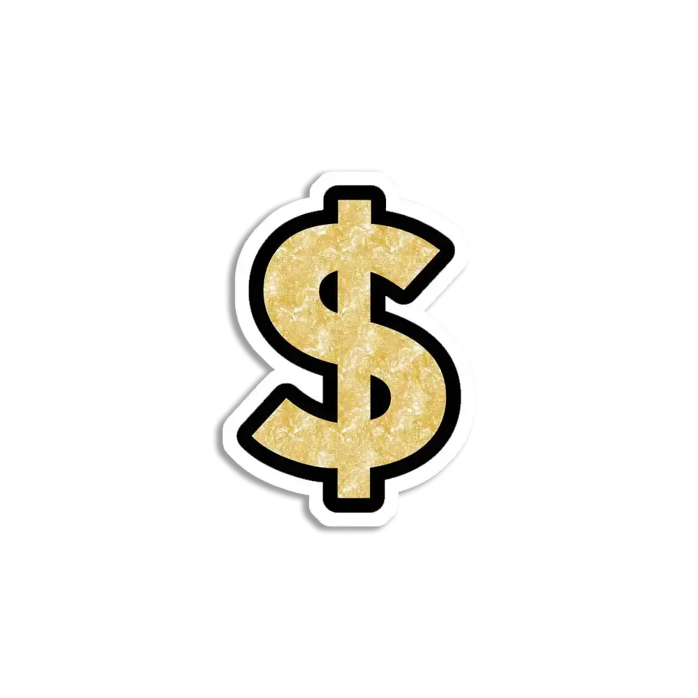 Gold Dollar Sign Sticker