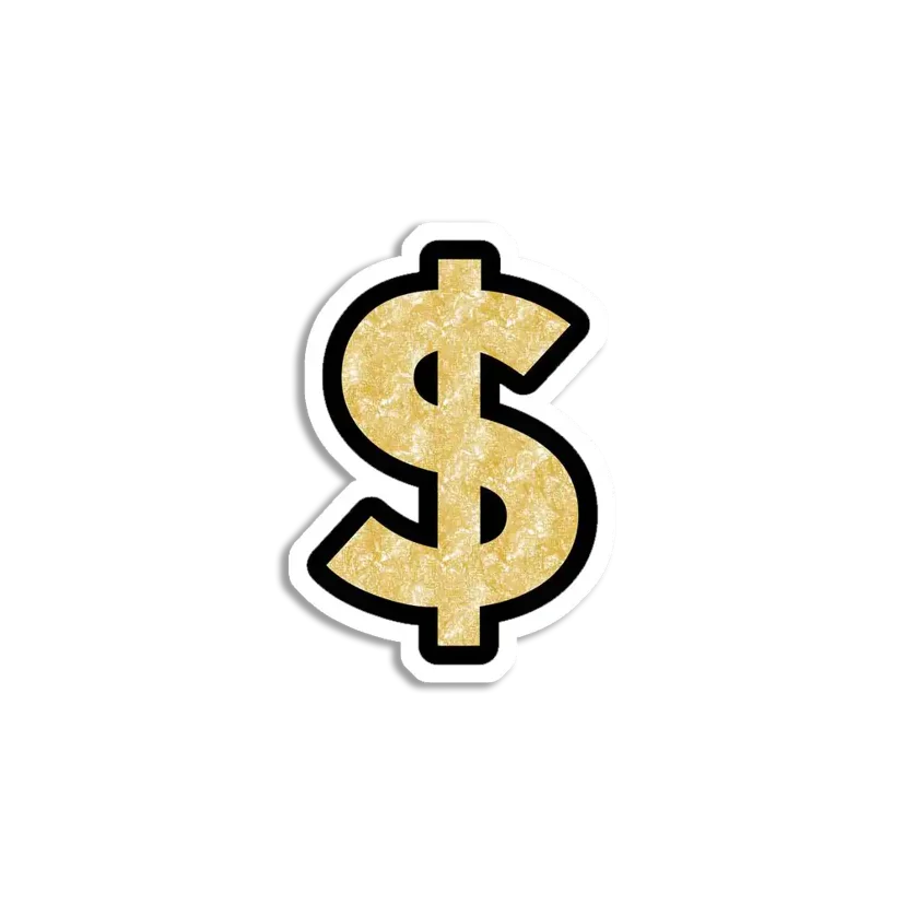 Gold Dollar Sign Sticker