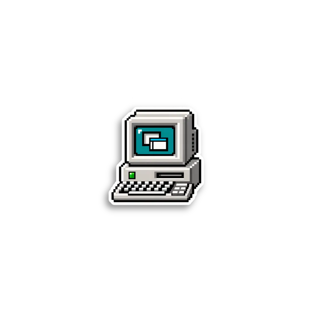 Retro Teal Computer Sticker