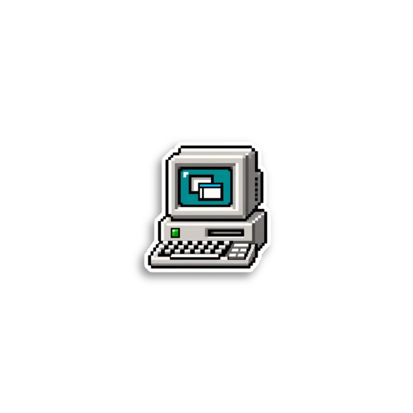 Retro Teal Computer Sticker