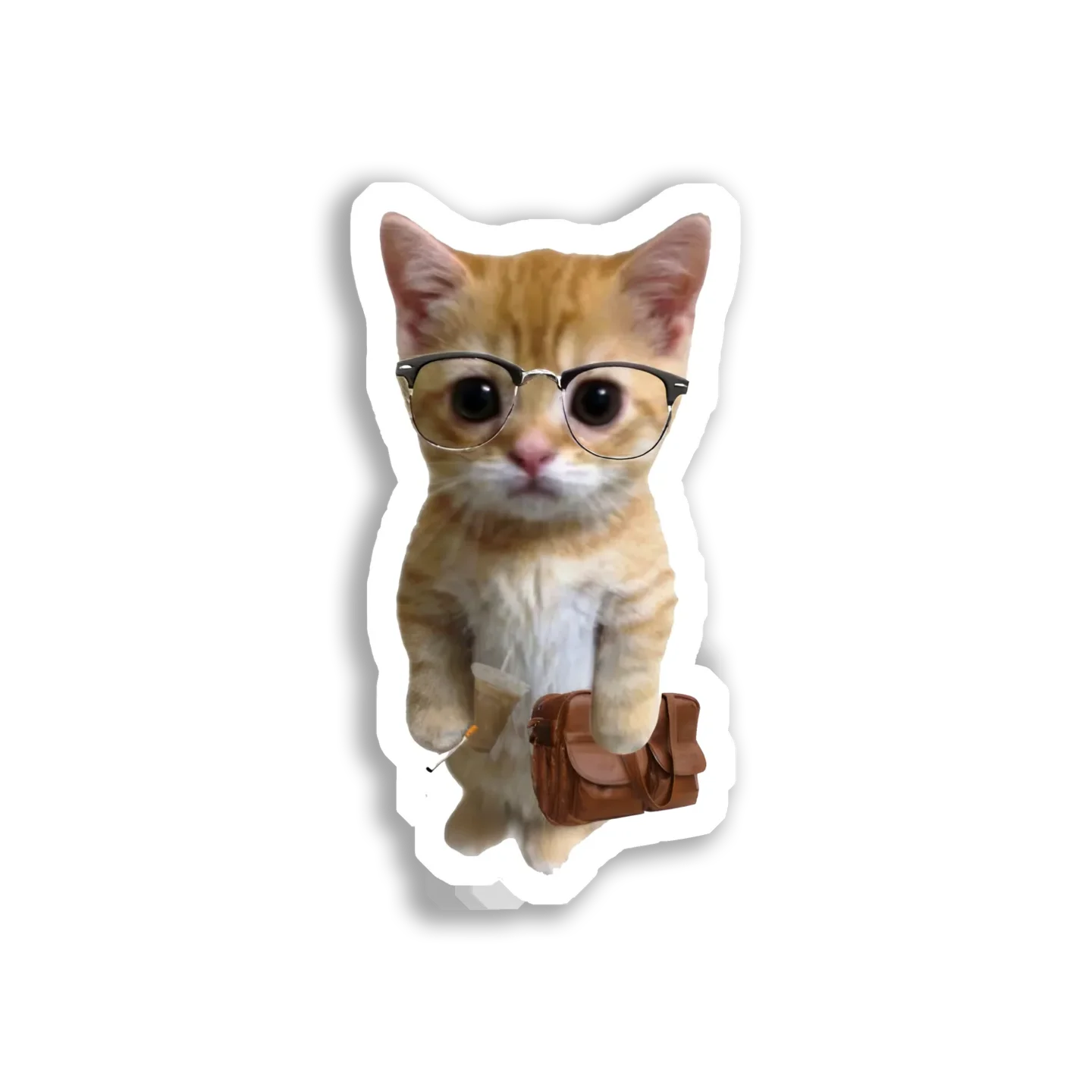 Sophisticated Kitty With Iced Coffee Sticker