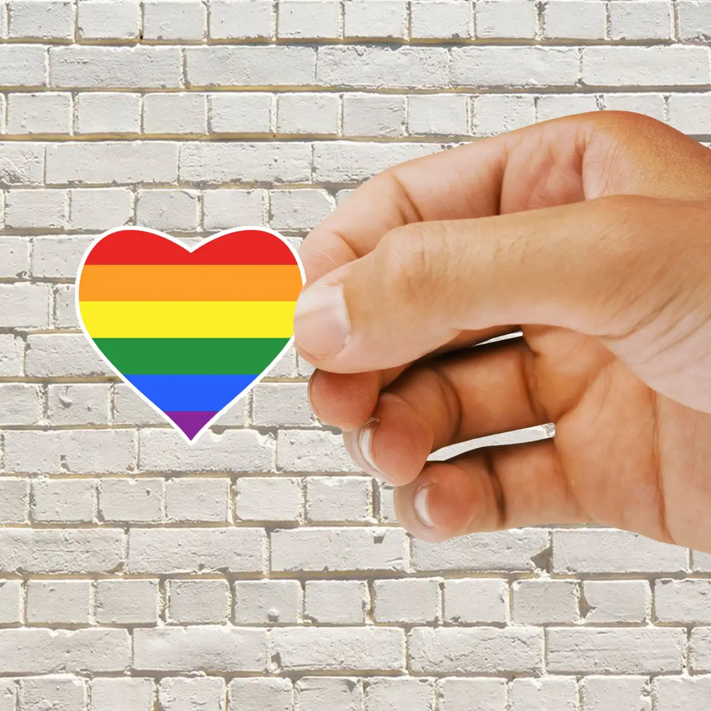 Heart Shaped Pride Flag Sticker