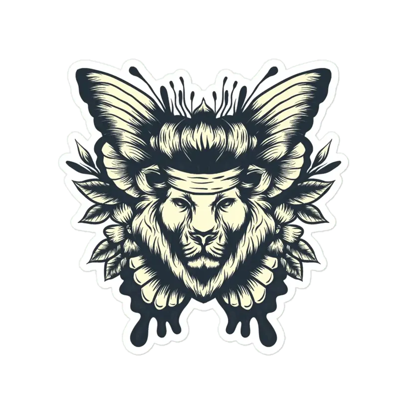 Lion Butterfly Sticker