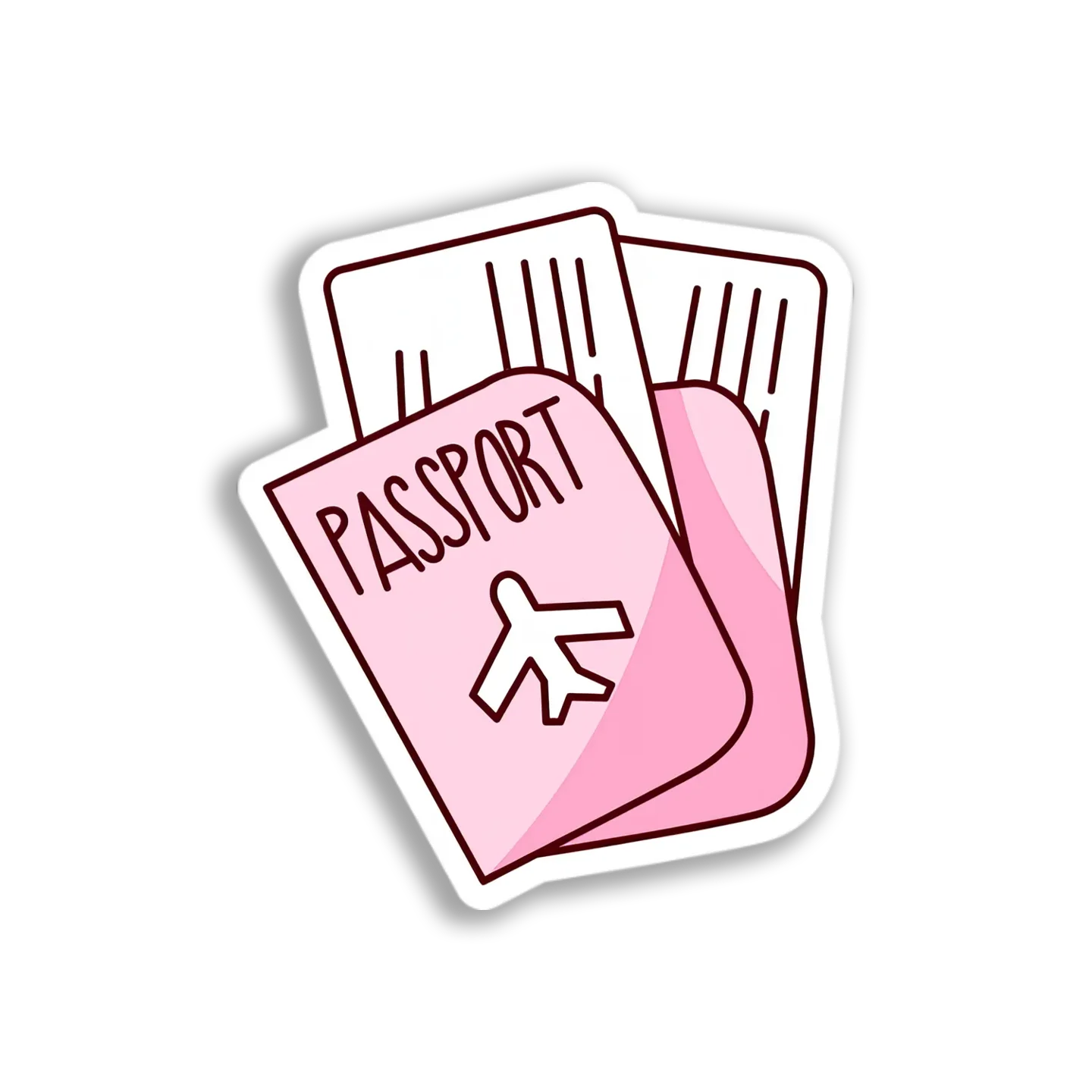 Pink Passport & Tickets Sticker