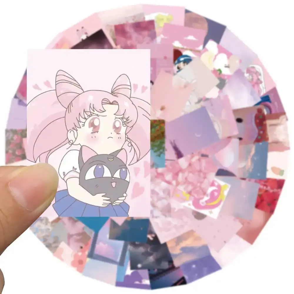 New INS Pink Landscape Cartoon Graffiti Stickers Pack of 50