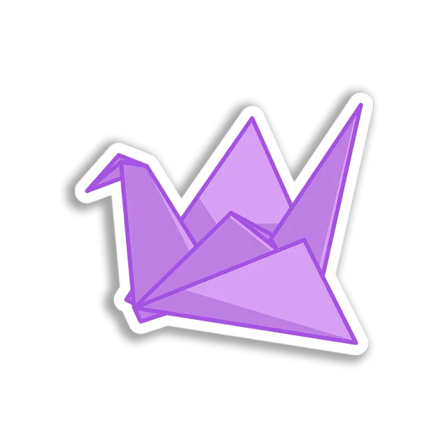 Purple Origami Crane Sticker