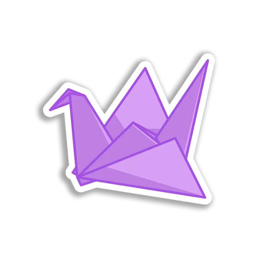 Purple Origami Crane Sticker