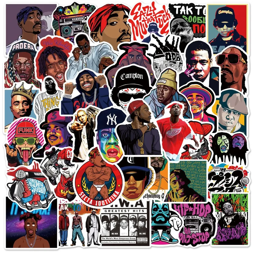 East West Coast Rap Graffiti Stickers Pack of 50