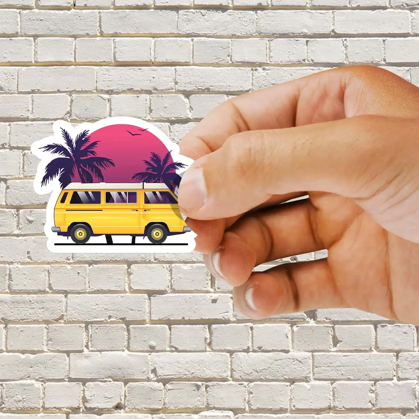 Colourful Bus Sticker Vaporwave Sticker