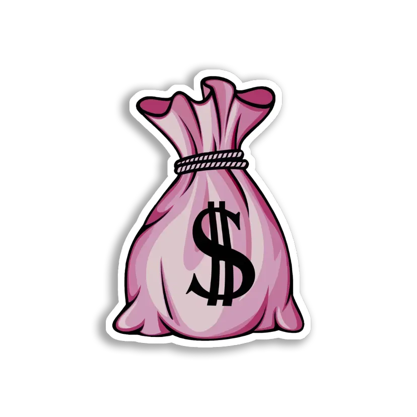 Pink Money Bag With Dollar Sign Sticker