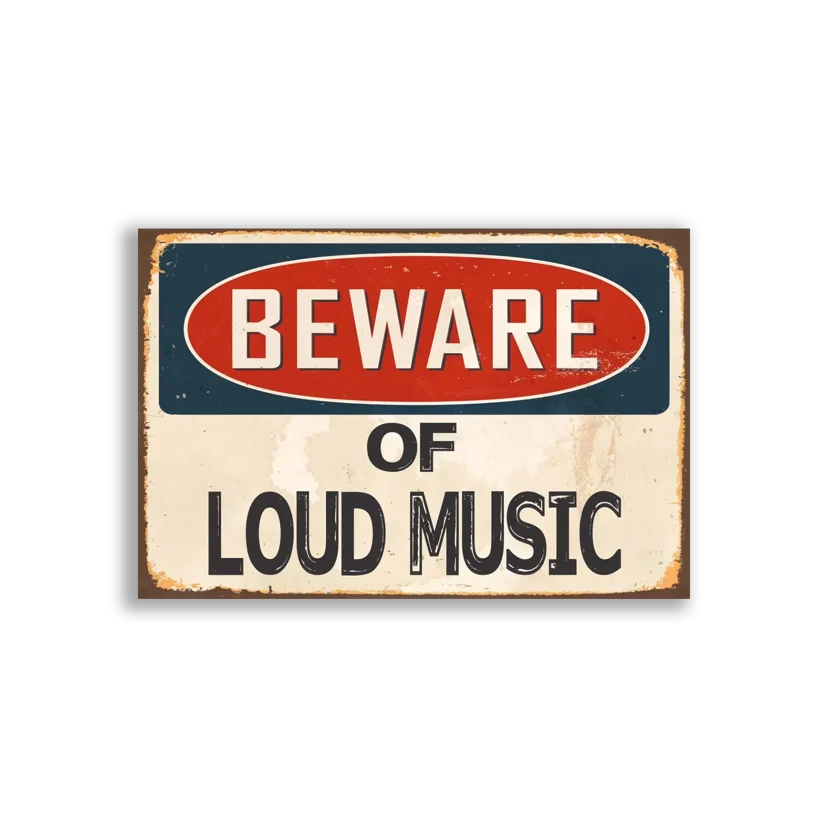 Beware of Loud Music Sign Sticker