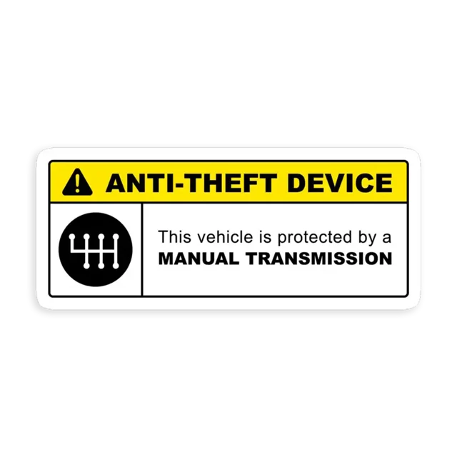Yellow Anti-Theft Device Manual Transmission Warning (reverse gear on top left) Car Sticker