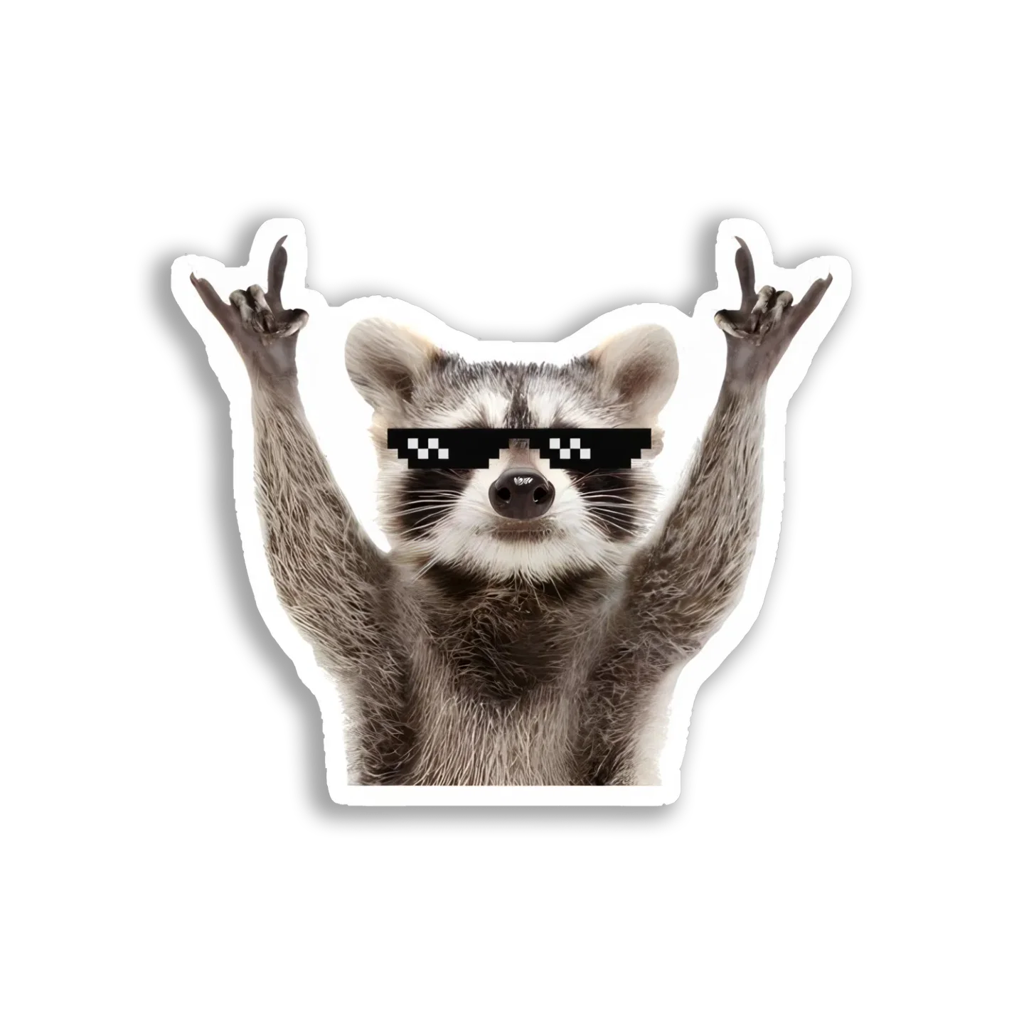 Raccoon Rocking Out With Thug Life Glasses Sticker