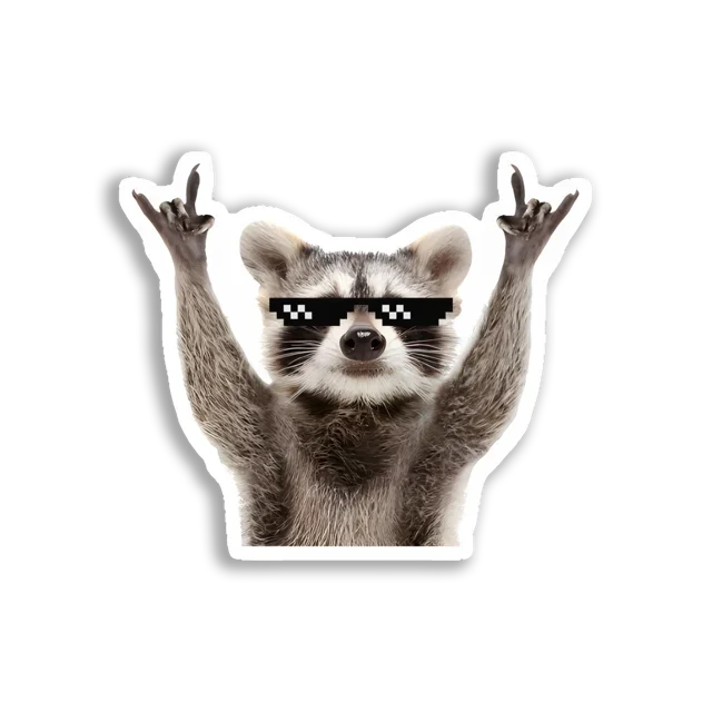 Raccoon Rocking Out With Thug Life Glasses Sticker