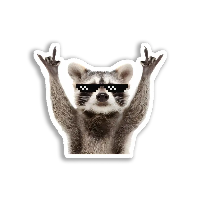 Raccoon Rocking Out With Thug Life Glasses Sticker