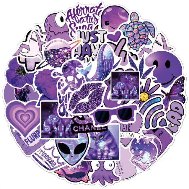 Purple Fashion Stickers Pack of 50