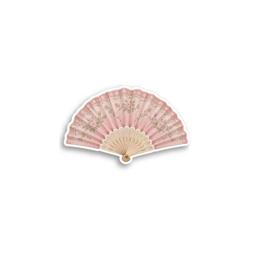 Pink Folding Fan Sticker