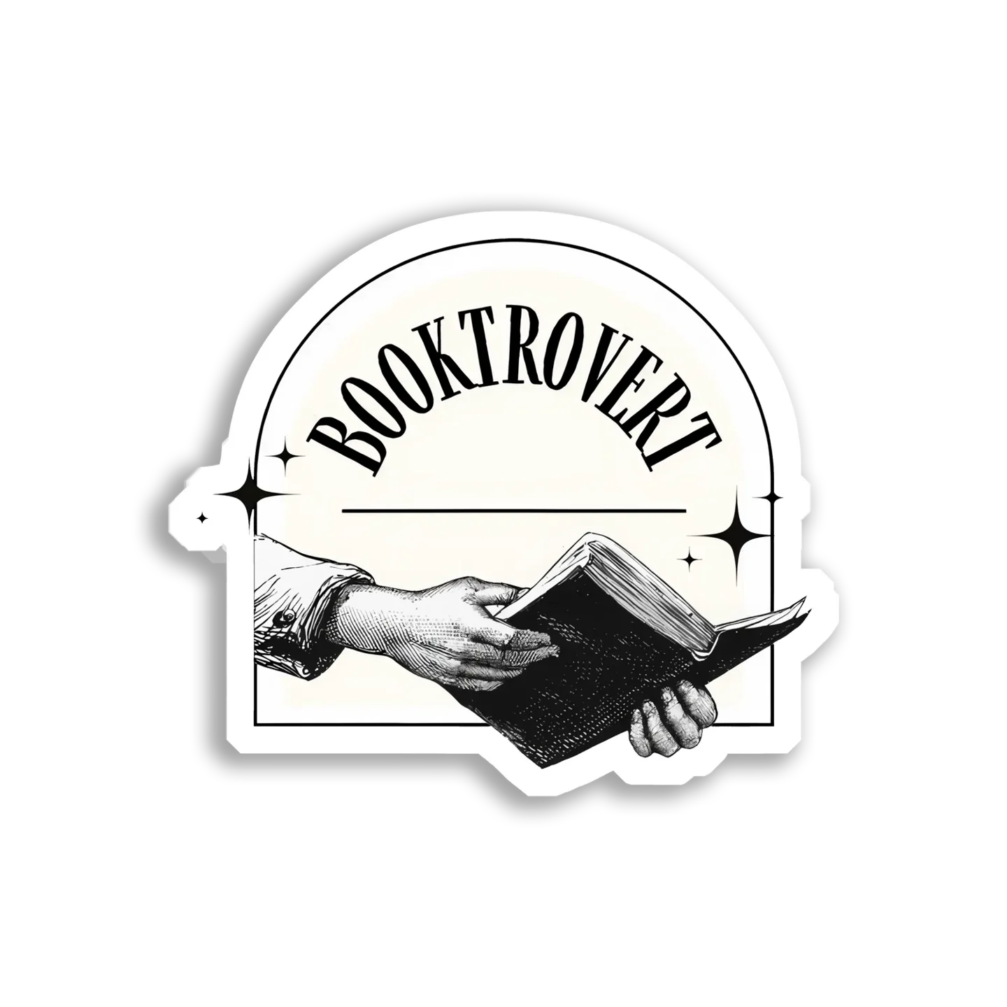 Booktrovert A Hand Holding a Book Sticker
