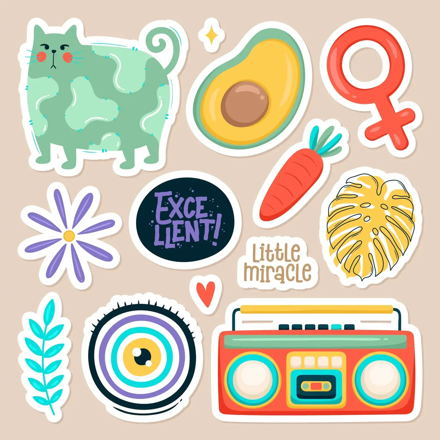 Set of cute stickers
