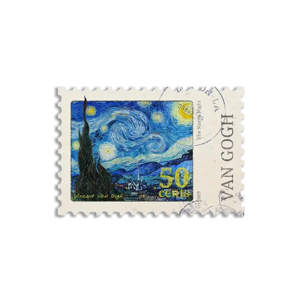 Starry Night Vintage Stamp Journal Sticker