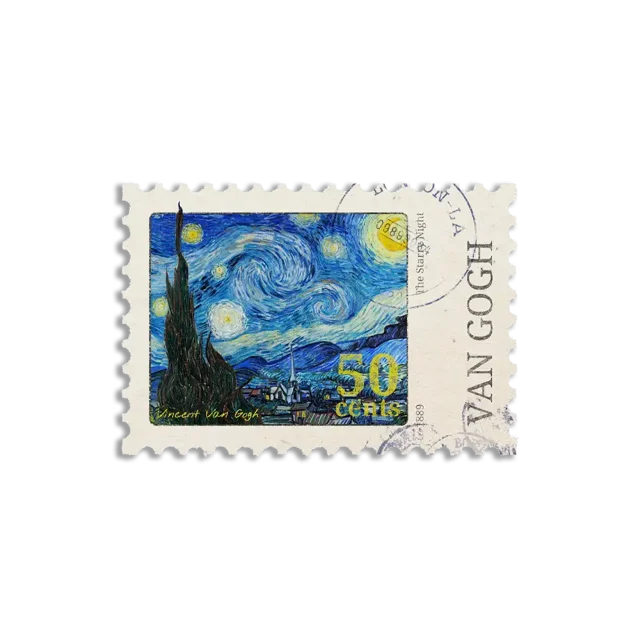 Starry Night Vintage Stamp Journal Sticker