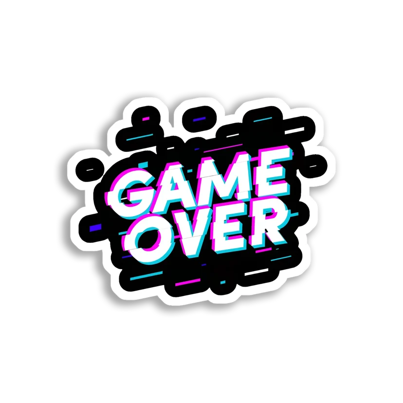Game Over Glitch Effect Sticker