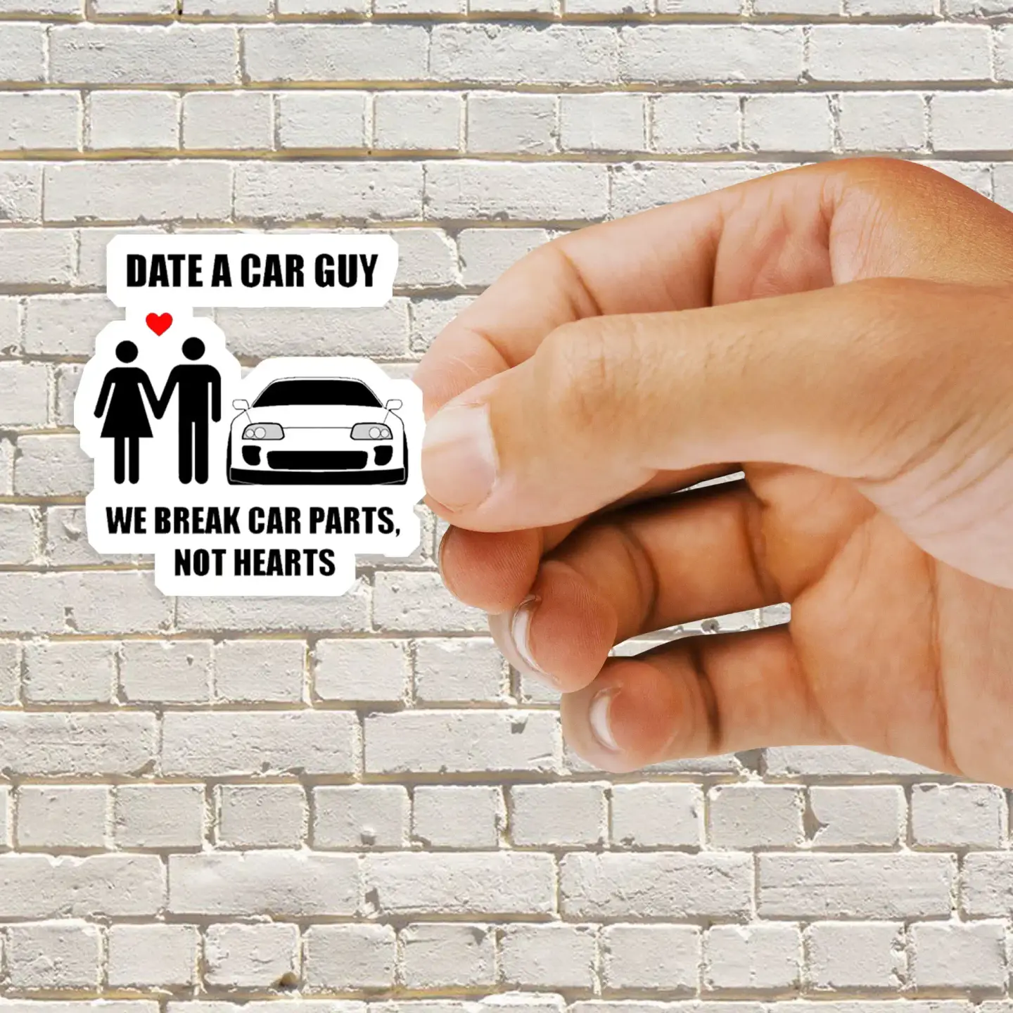 Date a car guy - We break car parts, not hearts Sticker