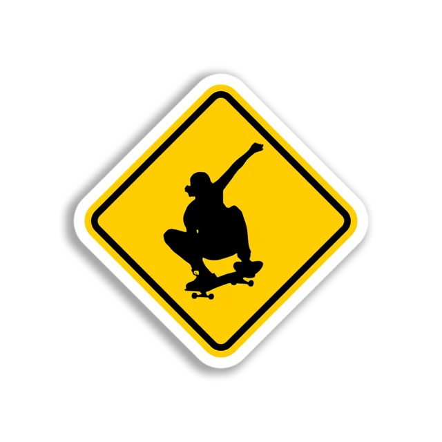 Skateboarder Warning Sign Sticker