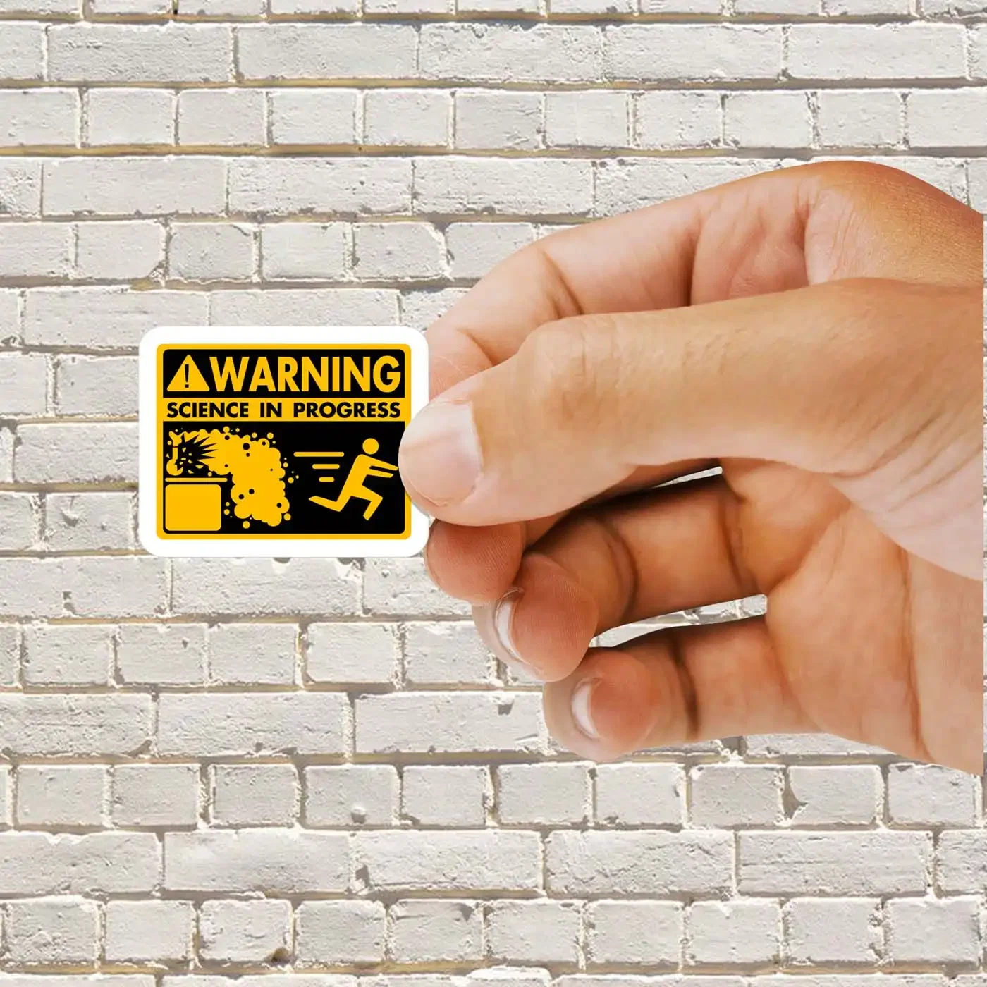 Warning Science in Progress Sticker
