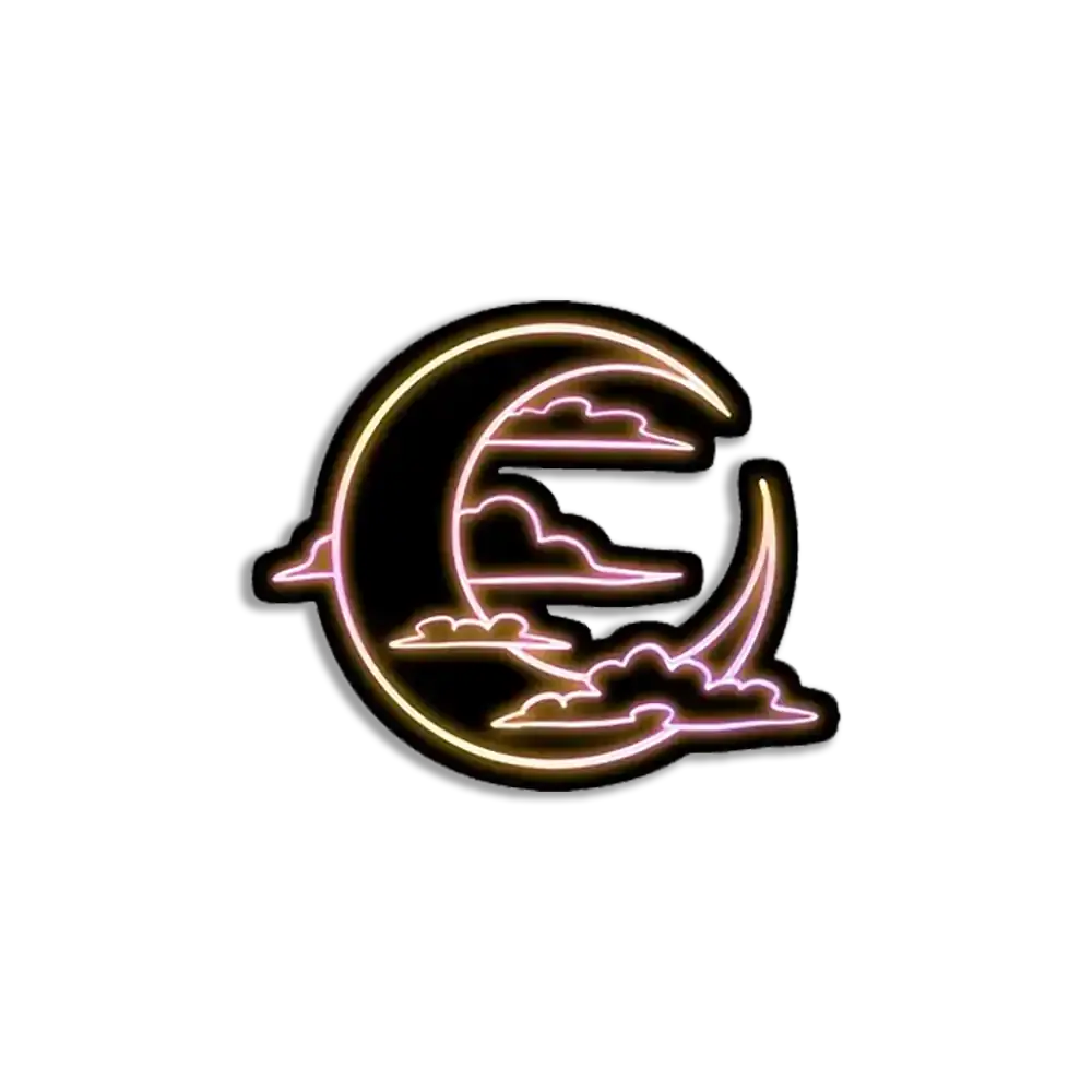 Neon Clouds and Moon Sticker