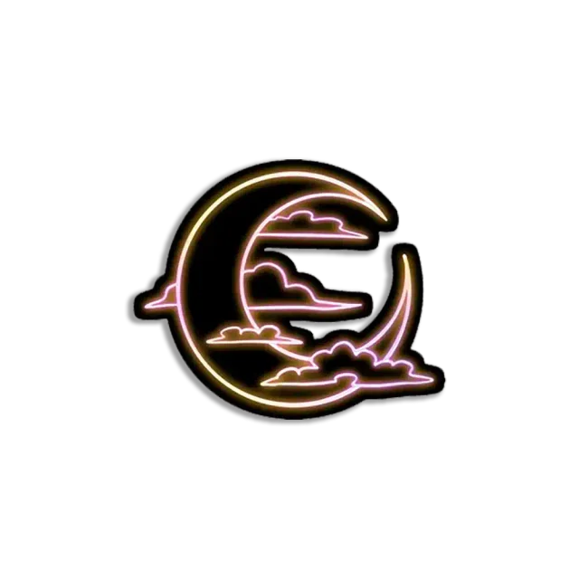 Neon Clouds and Moon Sticker