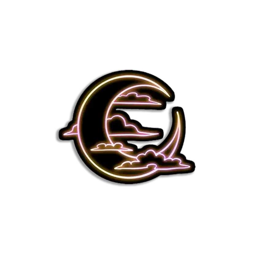 Neon Clouds and Moon Sticker