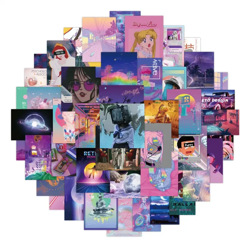 Cute Girls Vaporwave INS Punk Stickers Pack of 50