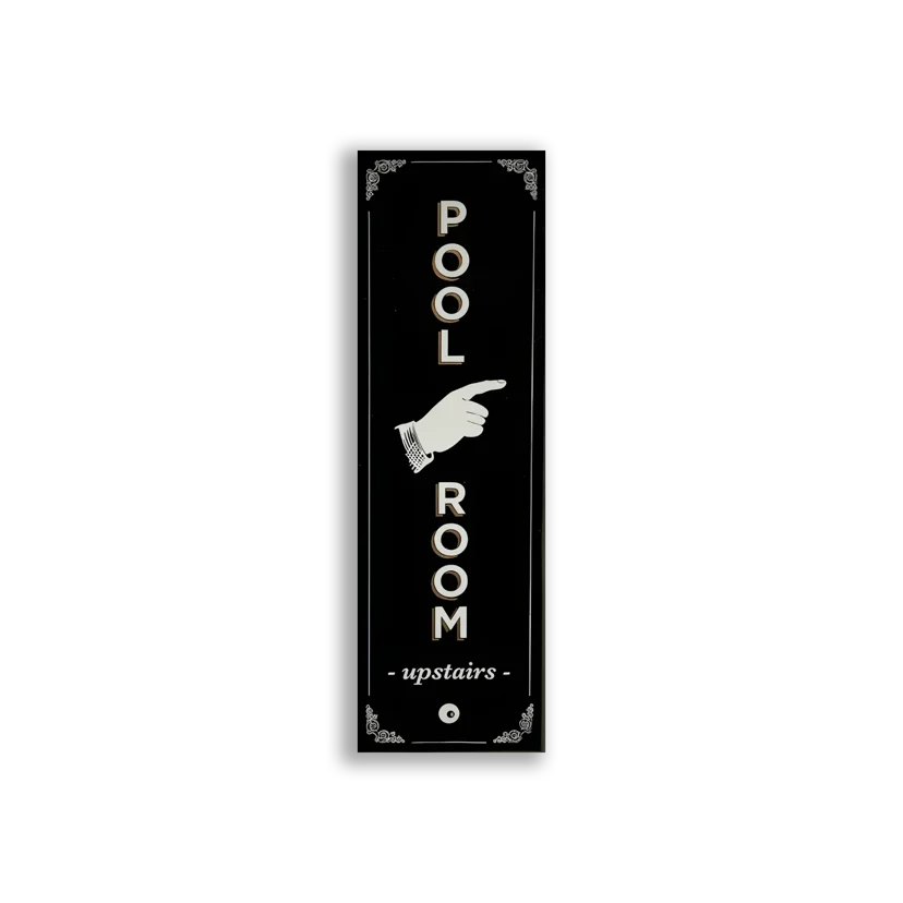 Pool Room Upstairs This Way Sticker